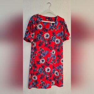 Tommy Hilfiger Red Dress with Blue Floral Design